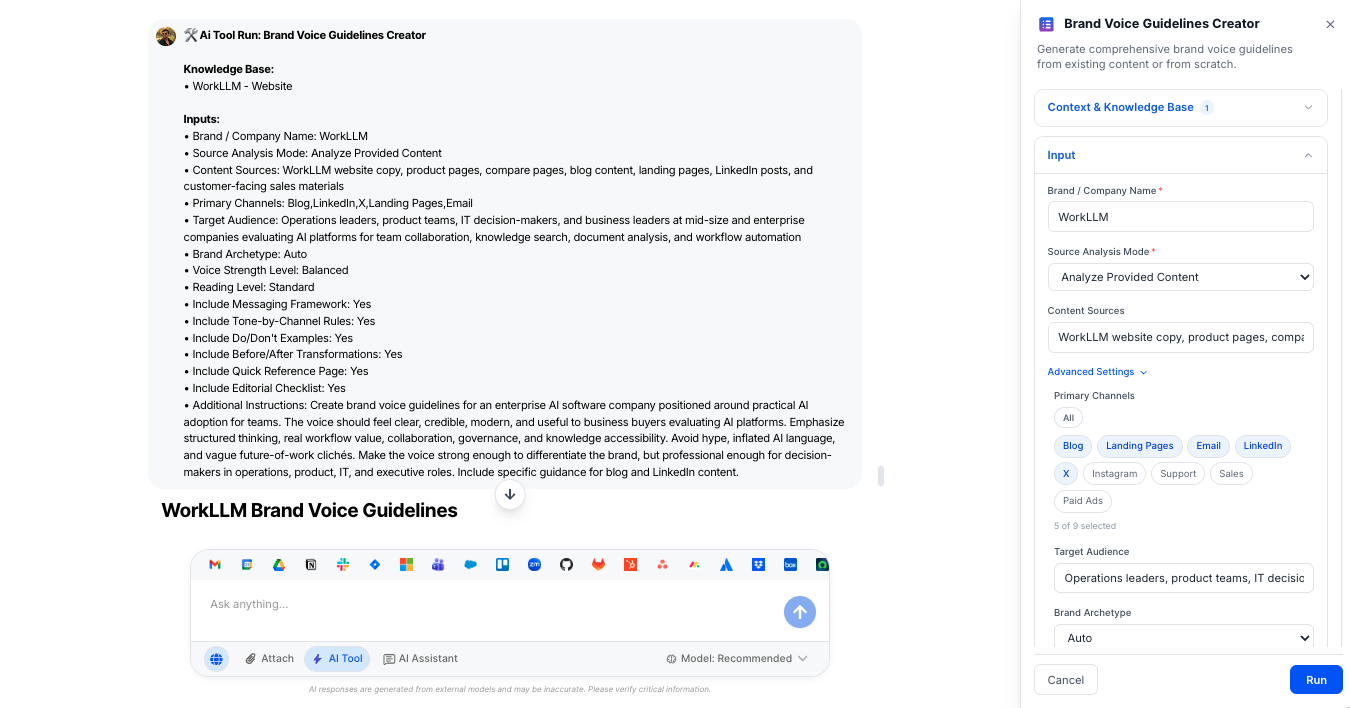 AI Tool - Brand Guidelines Creator - WorkLLM