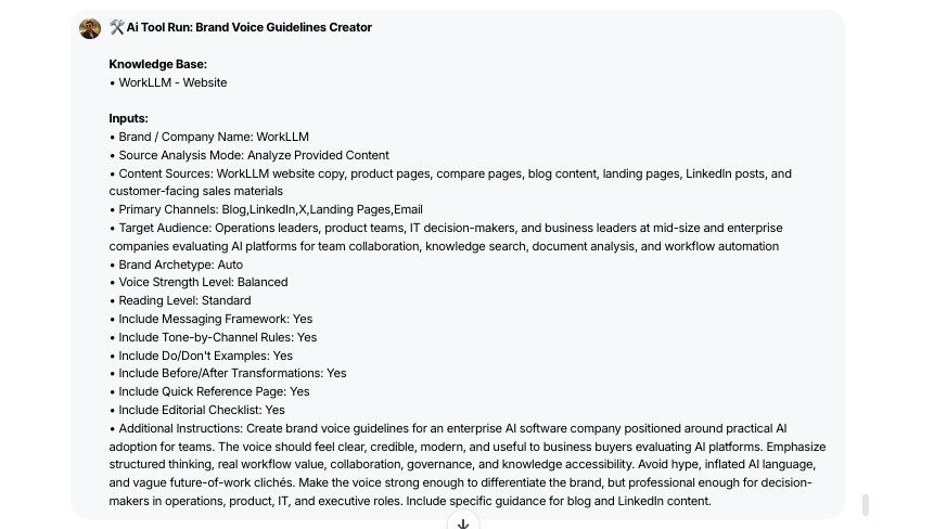 AI Tool - Brand Guidelines Creator - WorkLLM