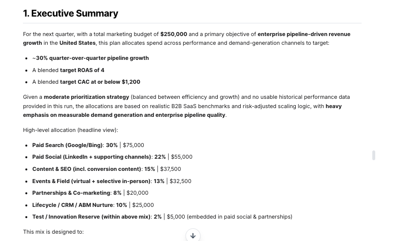 AI Tool - Marketing Budget Planner - WorkLLM