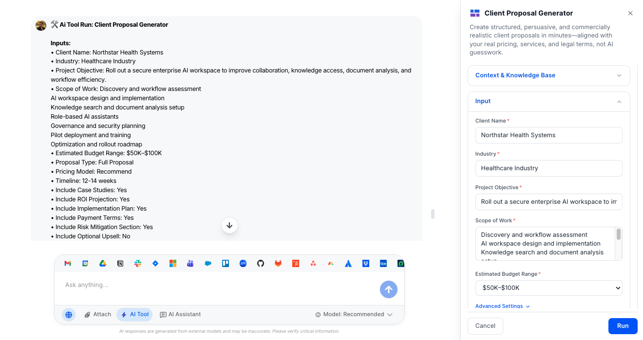 AI Tool - Client Proposal Generator - WorkLLM