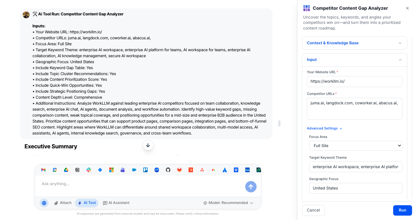 AI Tool - Competitor Gap Analysis - WorkLLM