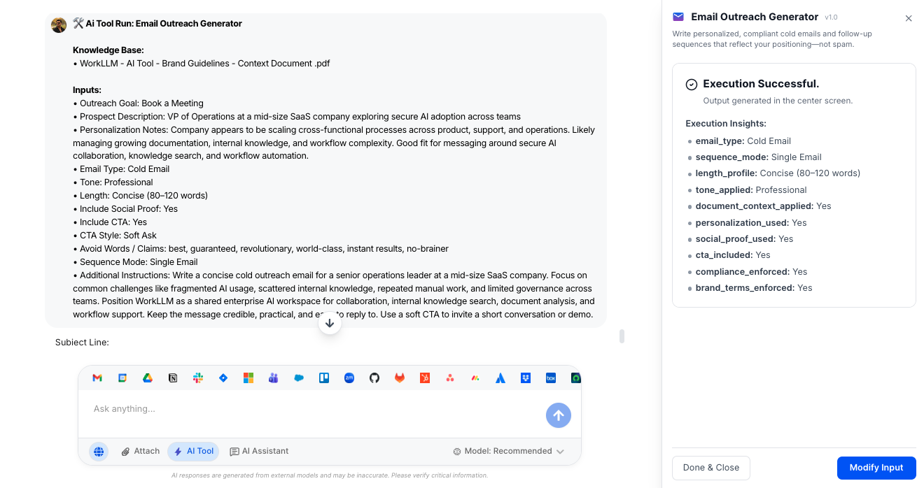 AI Tool - Email Outreach Writer - WorkLLM