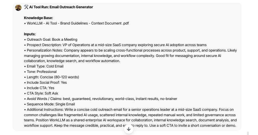 AI Tool - Email Outreach Writer - WorkLLM