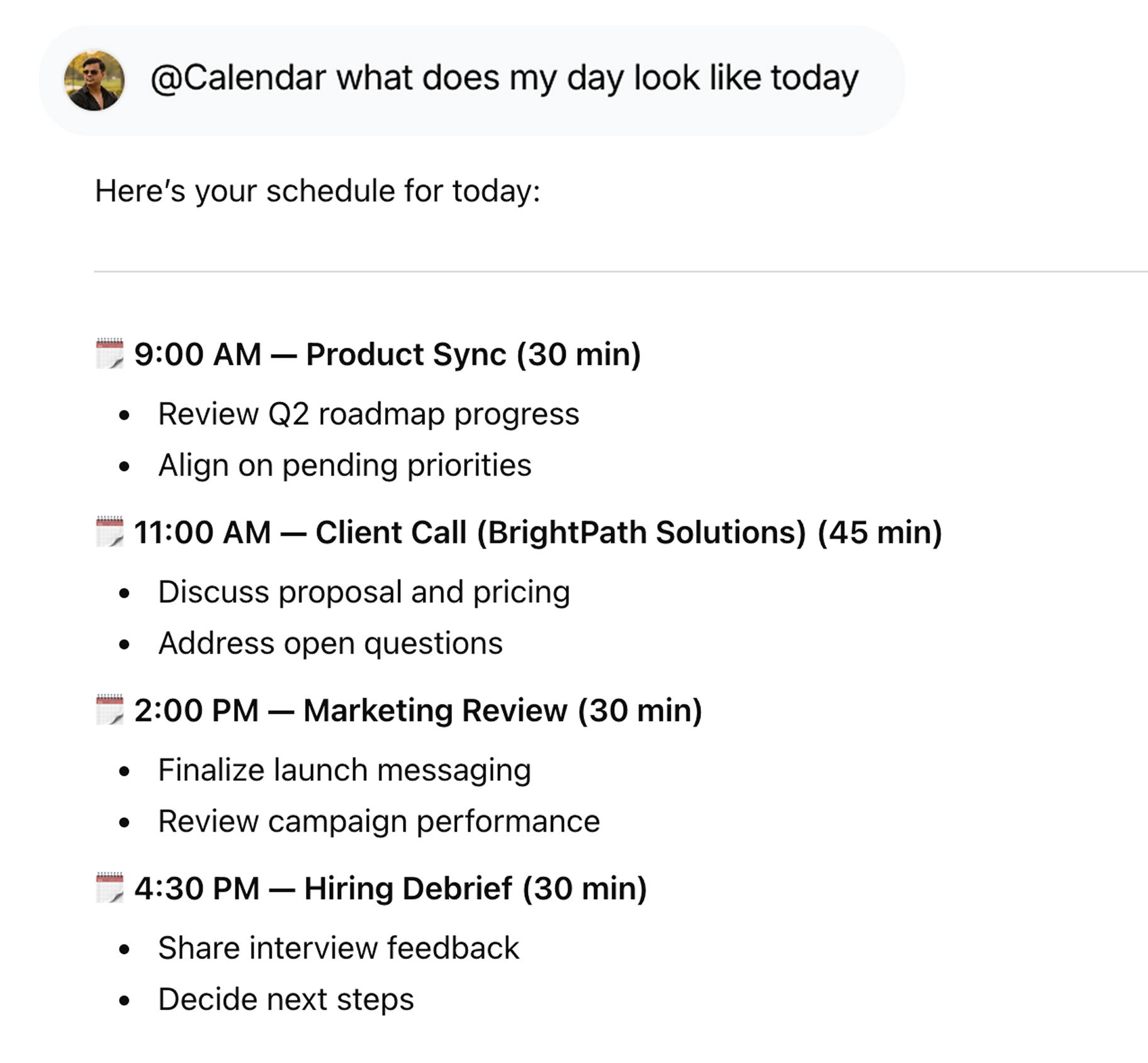 Google Calendar - Daily Schedule Briefing | WorkLLM