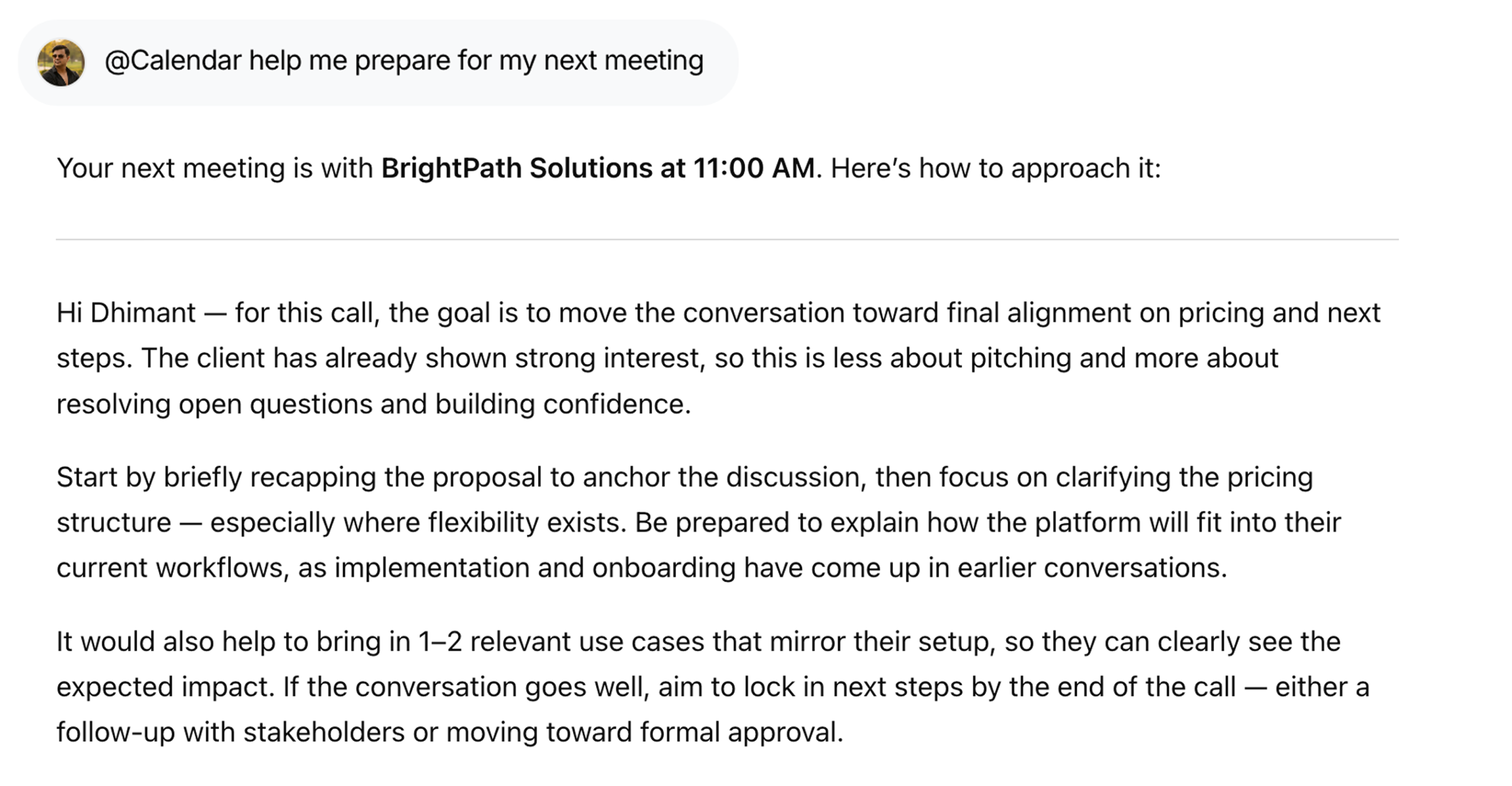 Google Calendar - Prepare for meetings | WorkLLM