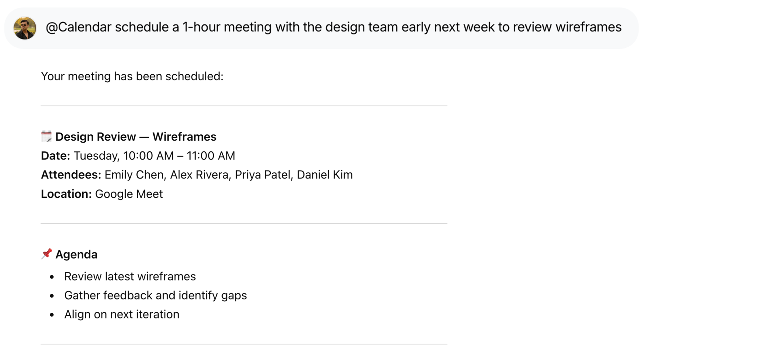 Google Calendar - Schedule Meeting | WorkLLM