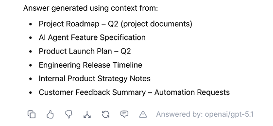 Answer from document sources