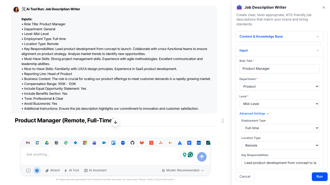 AI Tool - Job Description Writer - WorkLLM