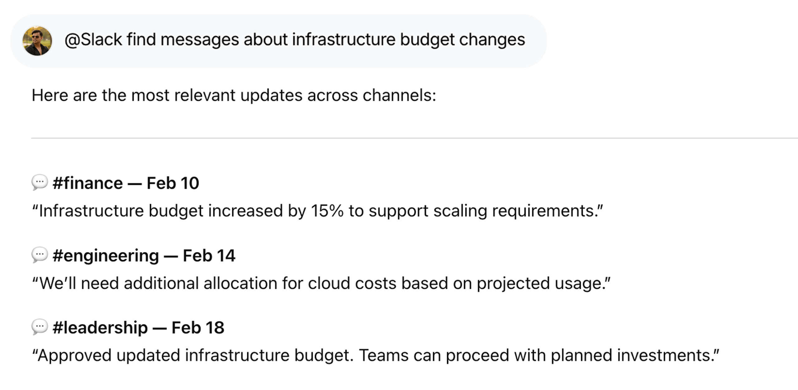 Slack - Search Team Updates | WorkLLM