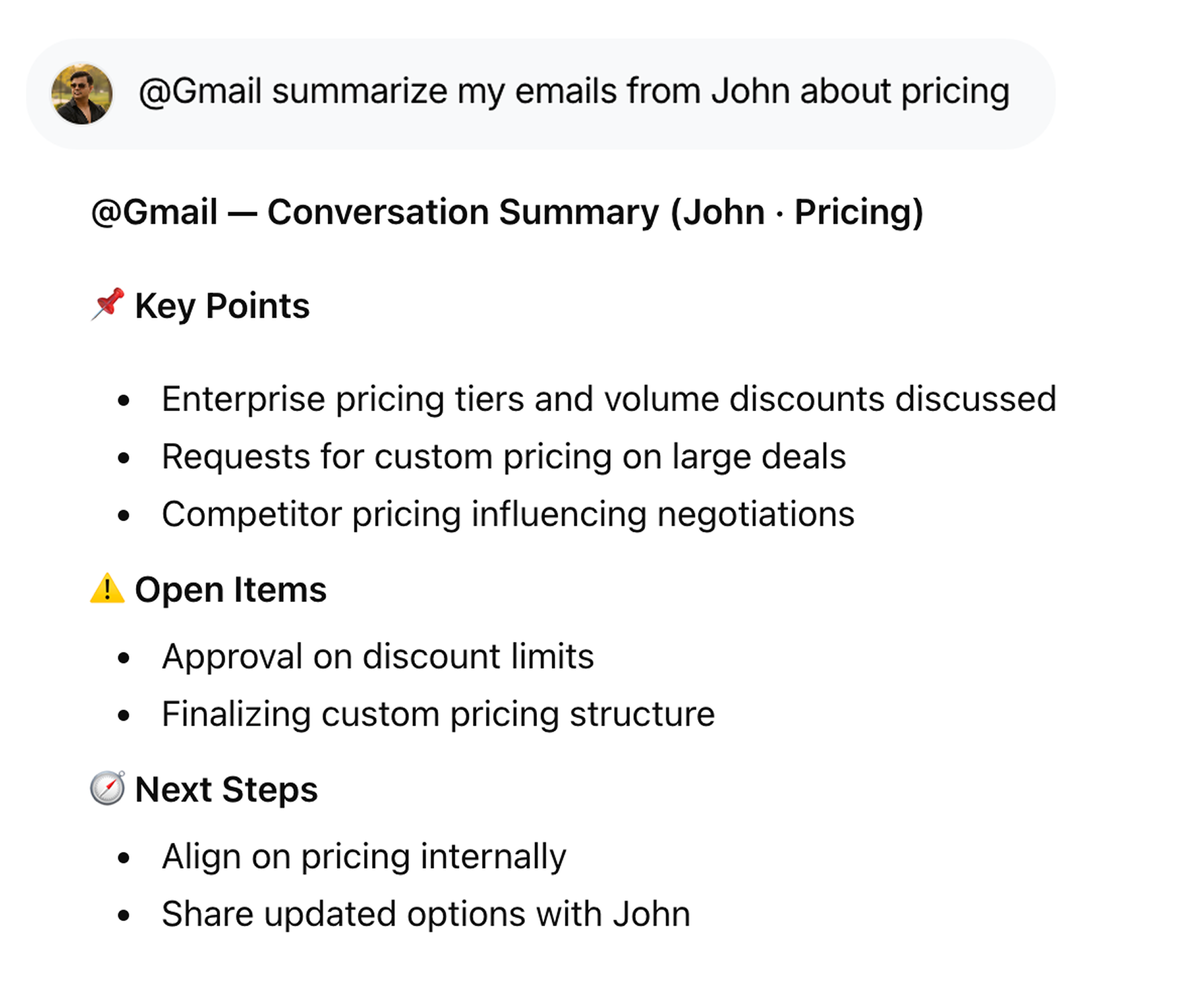 Gmail - Summarize conversations | WorkLLM