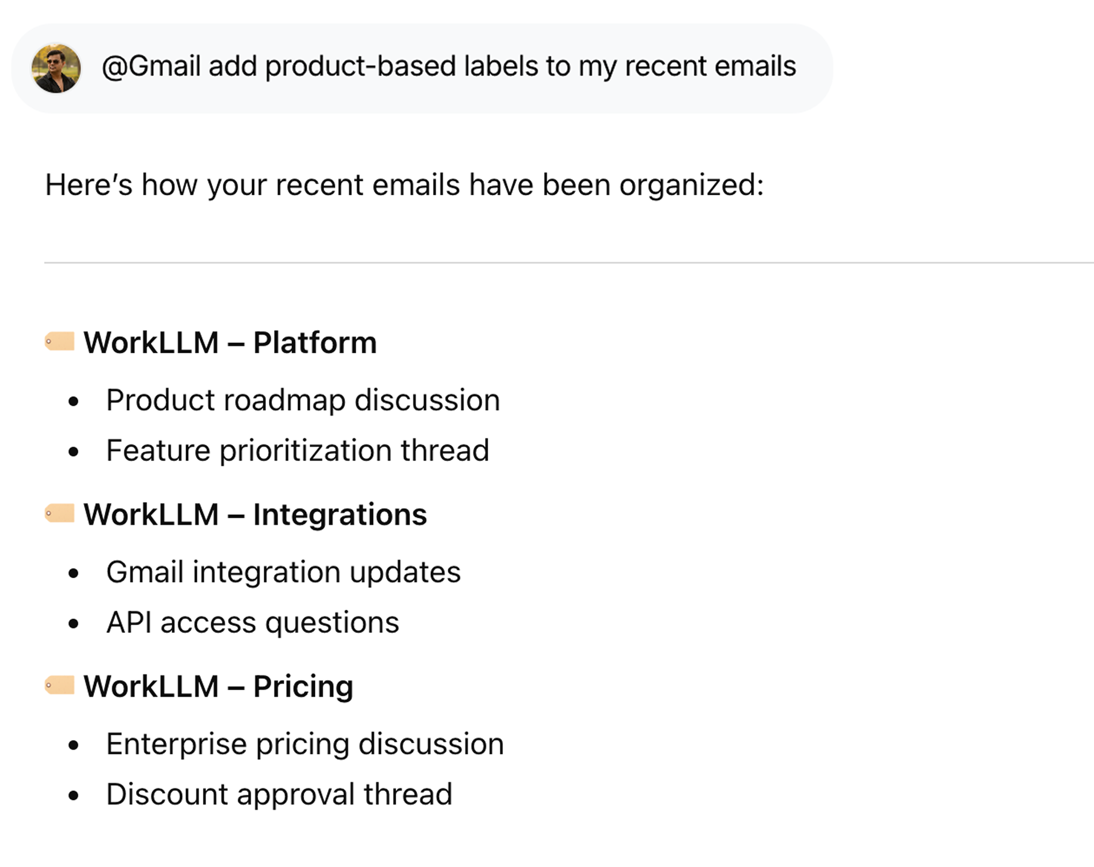 Gmail - Organize emails | WorkLLM